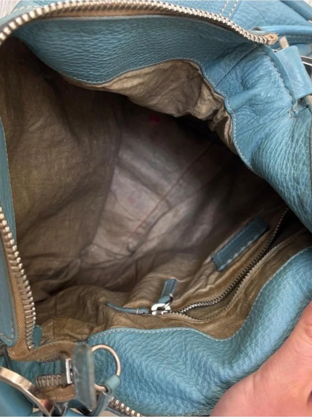Prada Vitello Daino Hobo in Teal Blue